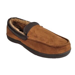 Haggar Slippers Mens XL 11-12 Brown Faux Suede Slip On Loafers $52 NEW